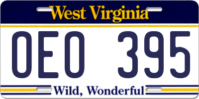 WV license plate OEO395