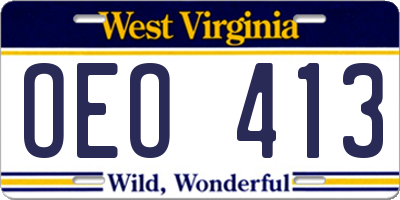WV license plate OEO413