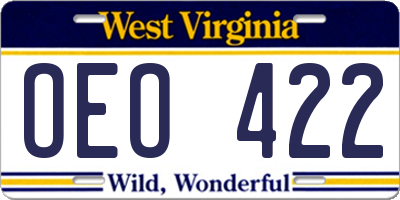 WV license plate OEO422