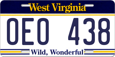 WV license plate OEO438