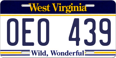 WV license plate OEO439
