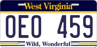 WV license plate OEO459