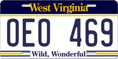 WV license plate OEO469