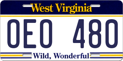 WV license plate OEO480