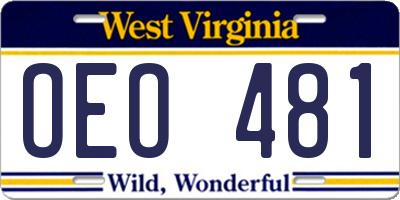 WV license plate OEO481