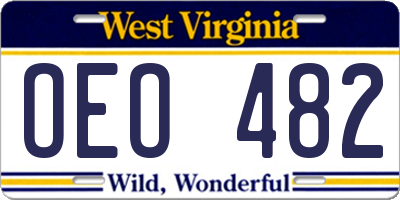 WV license plate OEO482