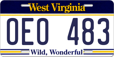 WV license plate OEO483