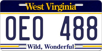 WV license plate OEO488