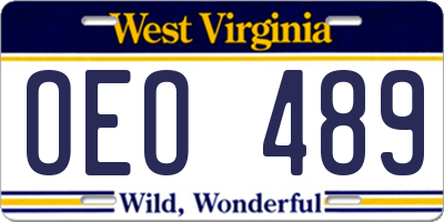 WV license plate OEO489