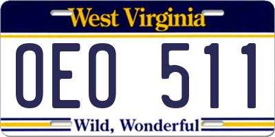 WV license plate OEO511
