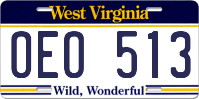 WV license plate OEO513