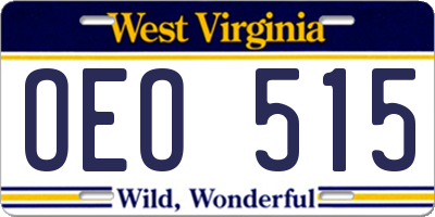 WV license plate OEO515