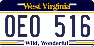 WV license plate OEO516