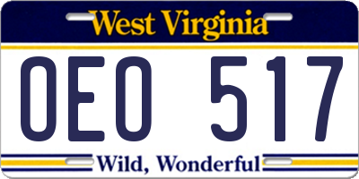 WV license plate OEO517