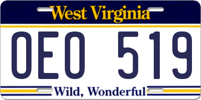 WV license plate OEO519