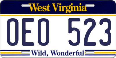 WV license plate OEO523