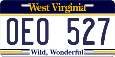 WV license plate OEO527