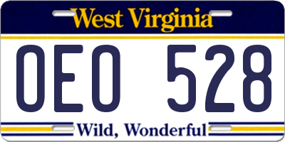WV license plate OEO528