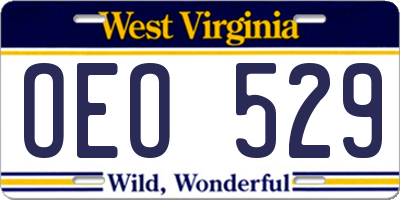 WV license plate OEO529