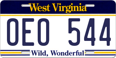 WV license plate OEO544
