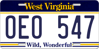 WV license plate OEO547