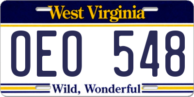 WV license plate OEO548