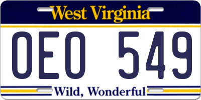 WV license plate OEO549