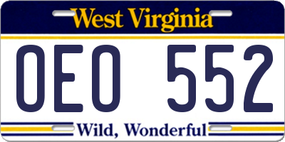 WV license plate OEO552