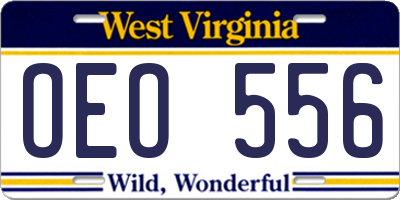 WV license plate OEO556