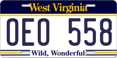 WV license plate OEO558