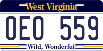 WV license plate OEO559