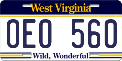 WV license plate OEO560