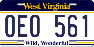 WV license plate OEO561