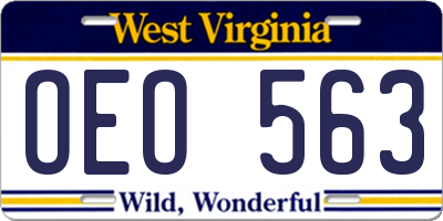 WV license plate OEO563