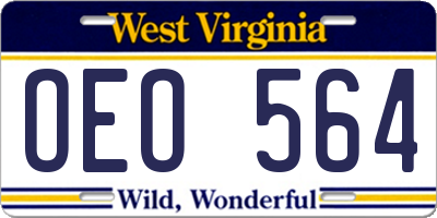 WV license plate OEO564