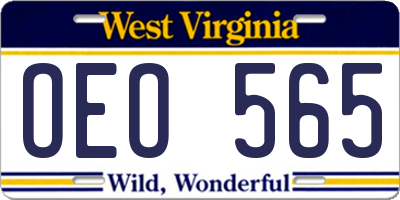 WV license plate OEO565