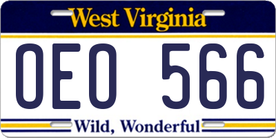 WV license plate OEO566
