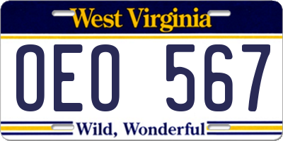 WV license plate OEO567