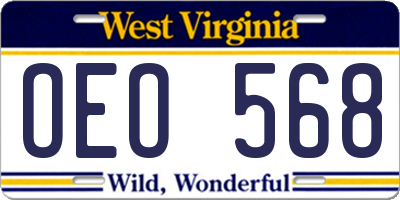 WV license plate OEO568