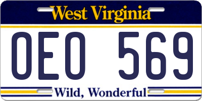 WV license plate OEO569