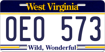 WV license plate OEO573