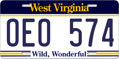 WV license plate OEO574