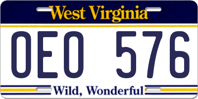 WV license plate OEO576