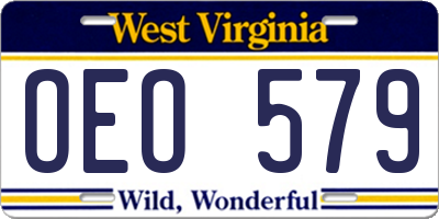 WV license plate OEO579