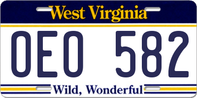 WV license plate OEO582