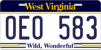 WV license plate OEO583