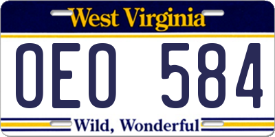 WV license plate OEO584