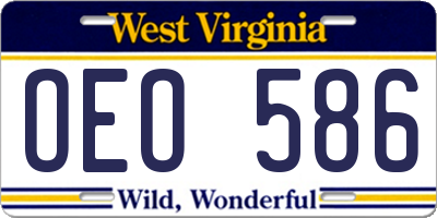 WV license plate OEO586
