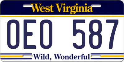 WV license plate OEO587