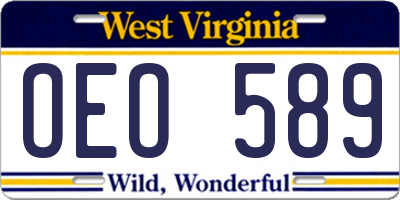 WV license plate OEO589